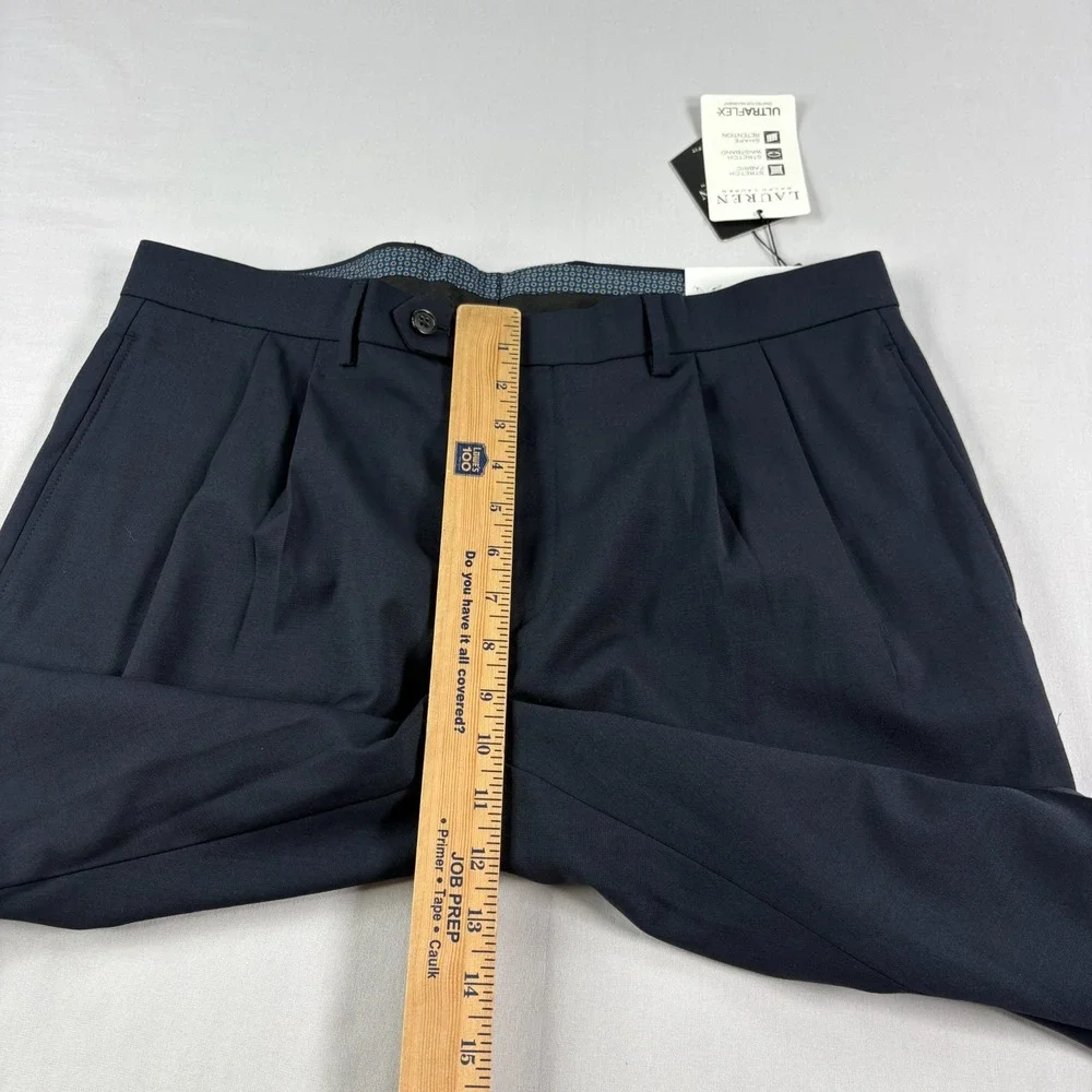 Lauren Ralph Lauren Dress Pants Men 34x30 Blue High Performance Wool Pleated NEW